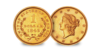 Complete One Dollar 3 Gold Coin Set