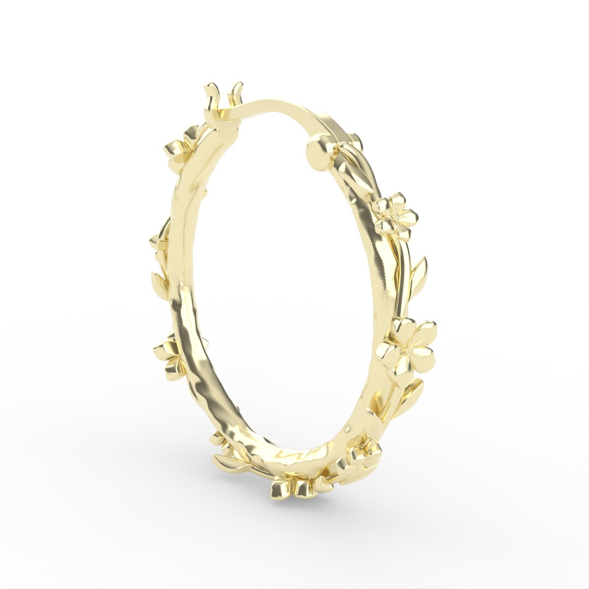 The Forget-Me-Not 'Wreath' Silver Hoop Earrings Layered in 18-carat Fairmined Gold