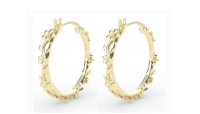 The Forget-Me-Not 'Wreath' Silver Hoop Earrings Layered in 18-carat Fairmined Gold