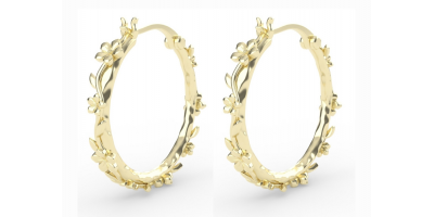 The Forget-Me-Not 'Wreath' Silver Hoop Earrings Layered in 18-carat Fairmined Gold