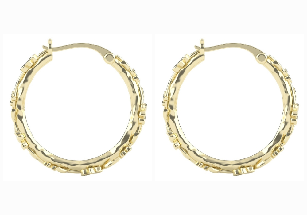 The Forget-Me-Not 'Wreath' Silver Hoop Earrings Layered in 18-carat Fairmined Gold