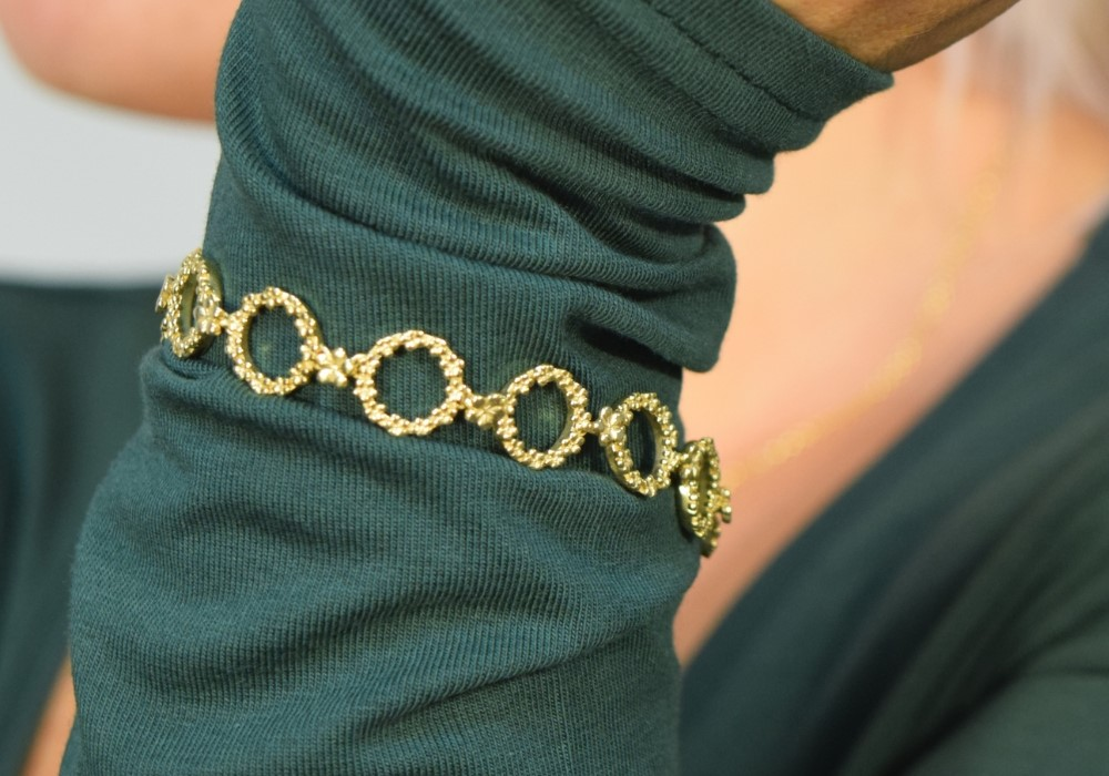 The Forget-Me-Not 'Wreath' Silver Link Bracelet Layered in Fairmined Gold