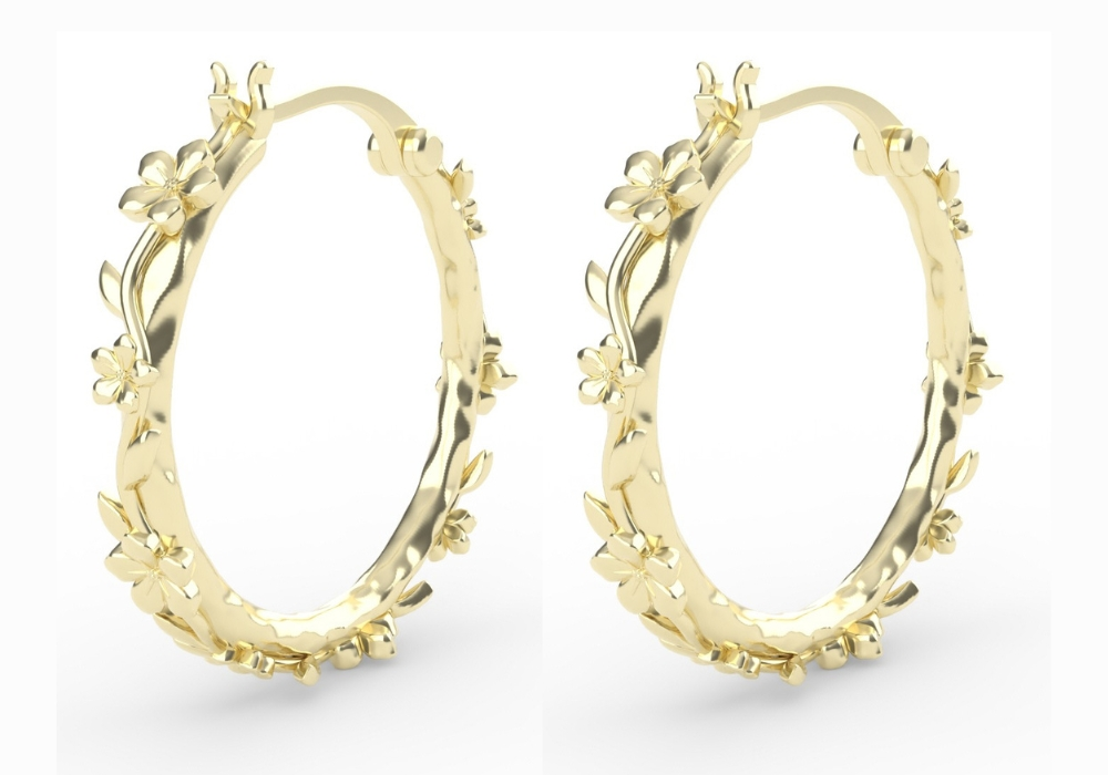 The Forget-Me-Not 'Wreath' Hoop Earrings in solid 9-carat Gold