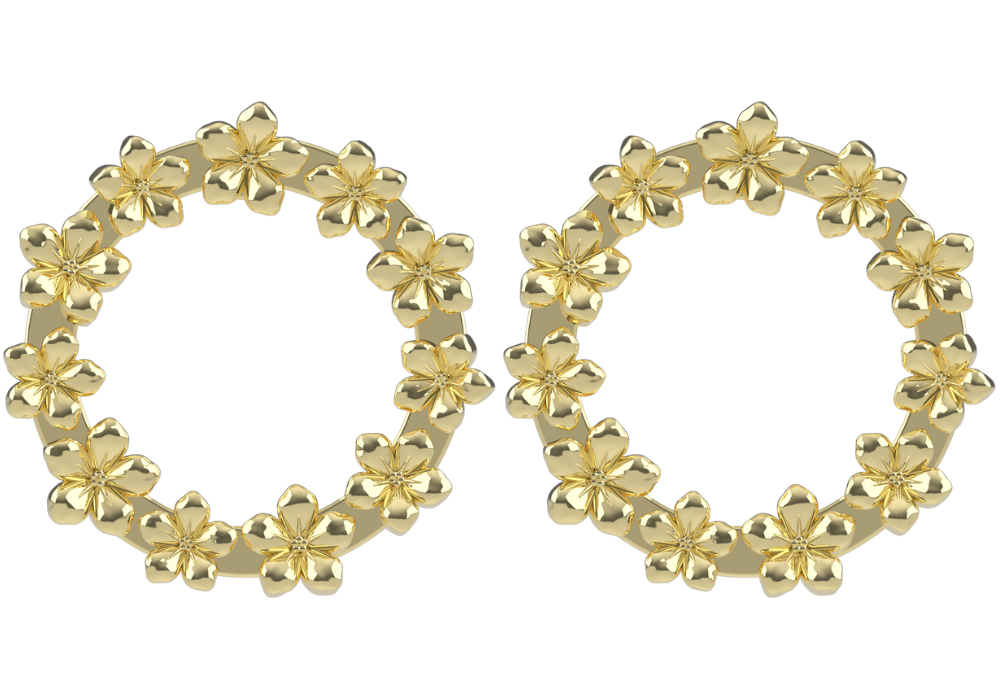 The Forget-Me-Not 'Wreath' 9-carat Gold Stud Earrings